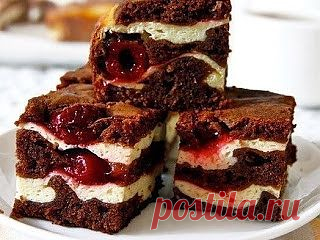 Cook Good - лучшие рецепты: Брауни с творогом и вишней