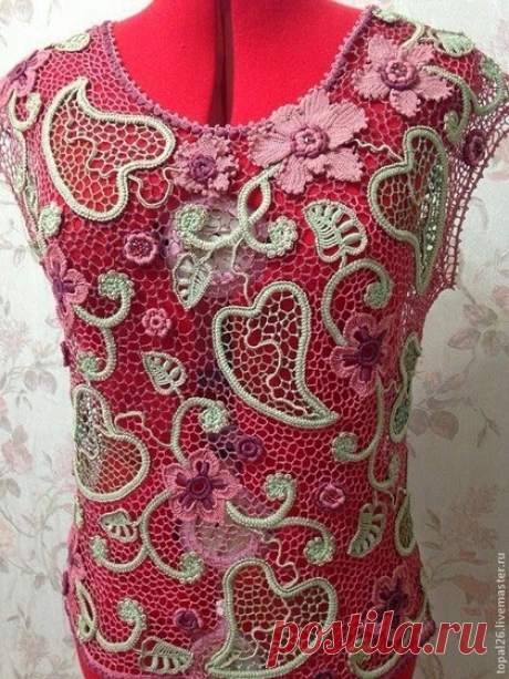 Irish crochet &: Топ Орхидея. Ирландское кружево. МК листика.