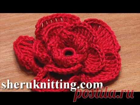 Crochet Rose Flower Tutorial 20 かぎ針編みローズフラワー