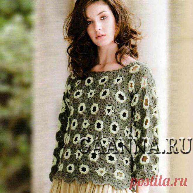 Оливковый джемпер (вязание крючком)