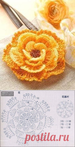 Вязание: жёлтый цветочек