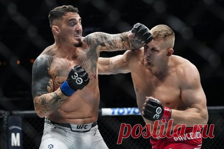 Российский боец Павлович за минуту проиграл нокаутом в титульном бою UFC. Российский боец Сергей Павлович проиграл британцу Тому Аспиналлу в титульном бою UFC. Поединок, на кону в котором стоял пояс временного чемпиона организации в тяжелом весе, состоялся в рамках турнира UFC 295, проходившего в Нью-Йорке (США). Аспиналл нокаутировал Павловича на первой минуте первого раунда.