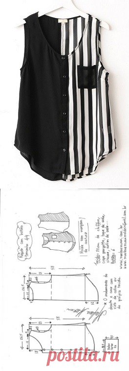Blusa regata com botões | DIY - molde, corte e costura - Marlene Mukai