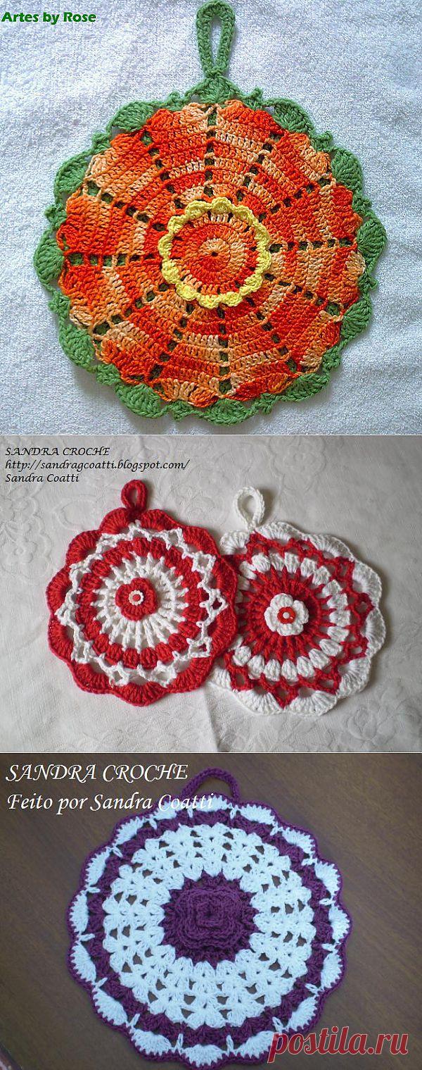 Салфетки-прихватки крючком.Схемы..
