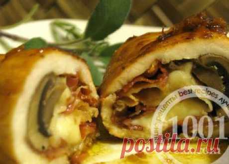 Рецепт куриного рулета с грибами и омлетом - Рулет