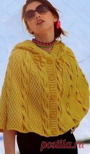 Накидка с капюшоном спицами описание. Накидка спицами описание | Домоводство для всей семьи