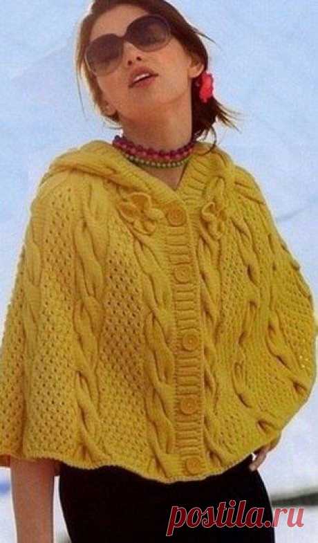 Накидка с капюшоном спицами описание. Накидка спицами описание | Домоводство для всей семьи