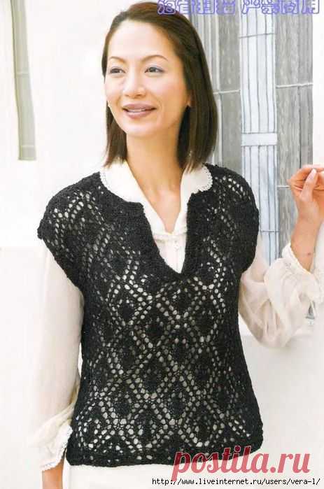 Черная безрукавка спицами