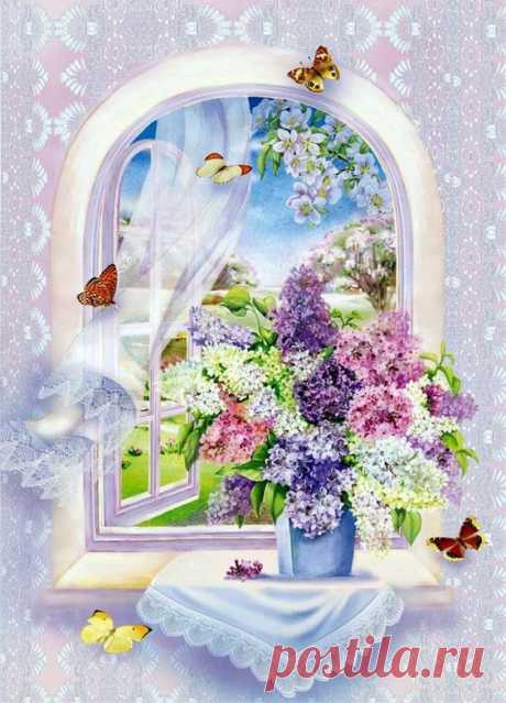 Схема вышивки «весна в окно стучится» - Вышивка крестом