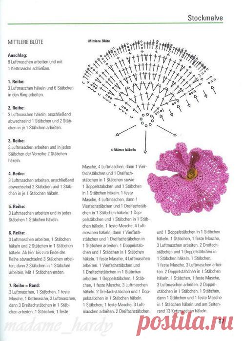 цветок крючком схема: 195 тыс изображений найдено в Яндекс.Картинках