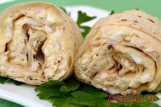 Рулетики из лаваша с курицей и плавленым сыром, рецепт — Вкусо.ру