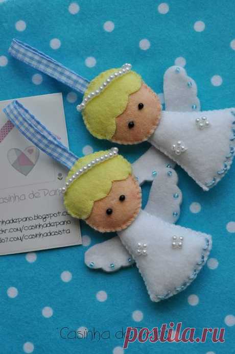 Anjinhos by Casinha de Pano, via Flickr | Xmas | Ангел Украшения, Ангел и Фетр
