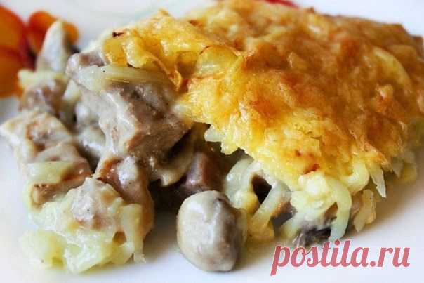 Лучшие кулинарные рецепты: КУРИЦА С ГРИБАМИ, ЗАПЕЧЕННАЯ ПОД КАРТОФЕЛЬНОЙ ШУБОЙ