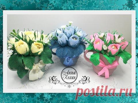 DIY🌸БУКЕТ ИЗ КОНФЕТ В ЧАШКЕ🌸Мини-презент воспитателю🌸Конфетная композиция в кружке🌸