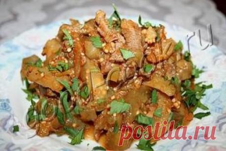баклажановый салат с мясом, рецепт приготовления