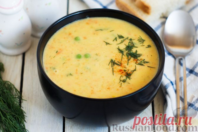 Рецепт: Гороховый суп-пюре со сливками и плавленым сыром на RussianFood.com