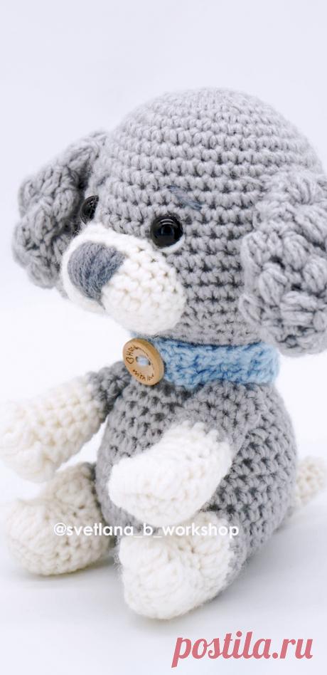 PDF Пёсик ушки шишечками крючком. FREE crochet pattern; Аmigurumi animal patterns. Амигуруми схемы и описания на русском. Вязаные игрушки и поделки своими руками #amimore - Собака, пёс, собачка, щенок, пёсик.