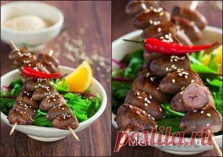 Рецепт приготовления куриных сердечек на шпажках