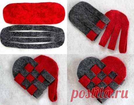 Плетёное сердце из фетра