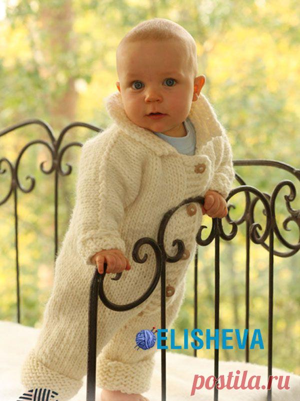 Детский комбинезон на пуговицах от Drops Design, вязаный спицами