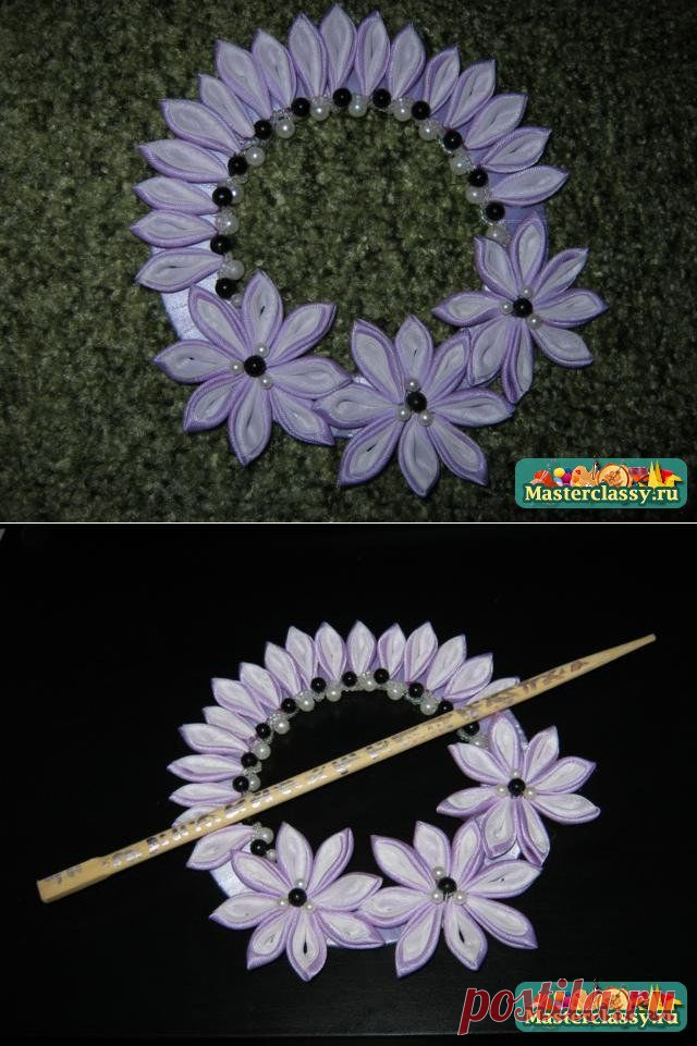 Техника канзаши. Прихват для штор. Мастер класc