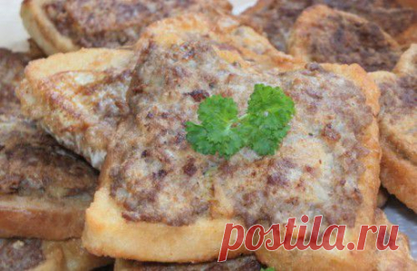 Гренки по-татарски с фаршем с килькой / Простые рецепты