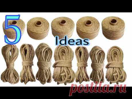 5 Diy Jute Rope Craft Ideas/ Jute Rope Crafts أعمال يدويه من حبل الخيش