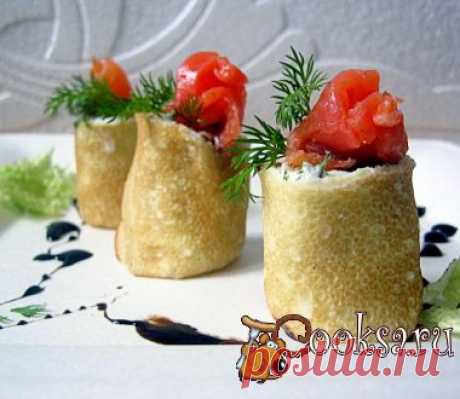 Блинная закуска с семгой  с фото