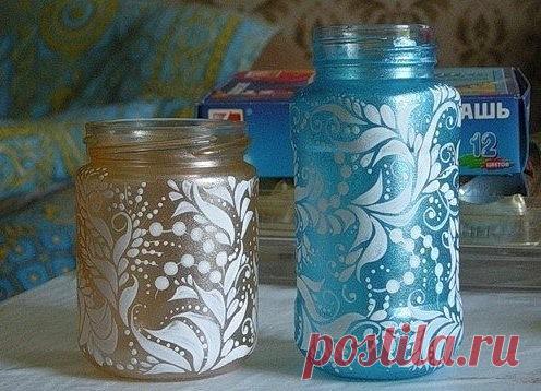 Роспись баночек и бутылочек — Сделай сам, идеи для творчества - DIY Ideas