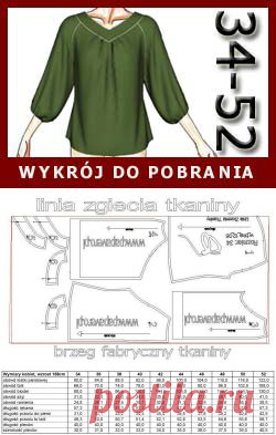 Gotowy wykrój - bluzka z raglanem.