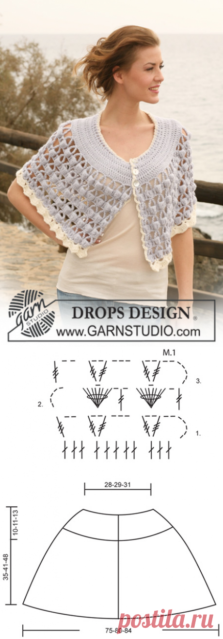 119-30 капель - капель крючком накидка с узором промашка в ”альпака”. Размер S/М-XXL/XXXL осенняя. - Бесплатный шаблон от капли дизайн