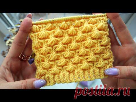 Очень милый и весенний узор спицами!