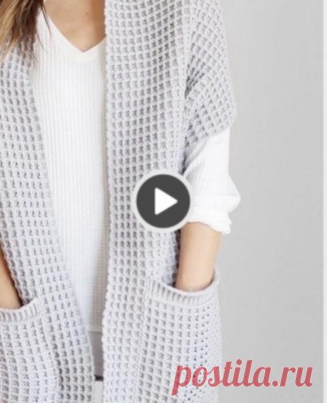 Waffle Sweater Cardigan Crochet Pattern Video Tutorial