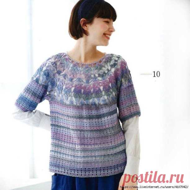 Идея. Кофточка с круглой кокеткой 
#идея_@crochet_group #кофточка #кокетка