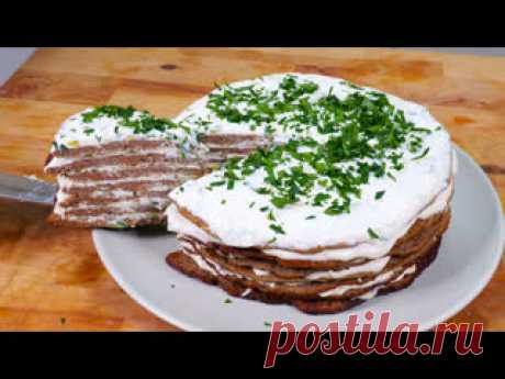 Торт из говяжьей печени. Пошаговый рецепт вкусного печеночного торта. Вам понадобится для теста:- Печень 800 гр.- Морковь 100 гр.- Лук 150 гр.- Яйцо 3 шт.- Соль 5-7 гр.- Перец чёрный молотый 2-3 гр.- Мука 50 гр.Для соуса:- Сметана 300 гр.- Майонез 100 гр.- Огурец 200 гр.- Соль 3 гр.- Чеснок 10-20 гр.- Растит. масло 50-70 гр. (для обжарки)