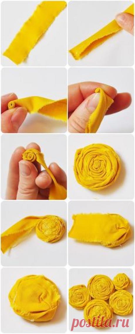 Rolled fabric flower - how to make a fabric rosette #fabric_flower_crafts