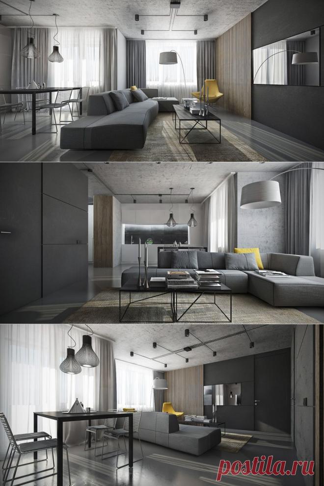 Серая гостиная в стиле ретро Funky gray