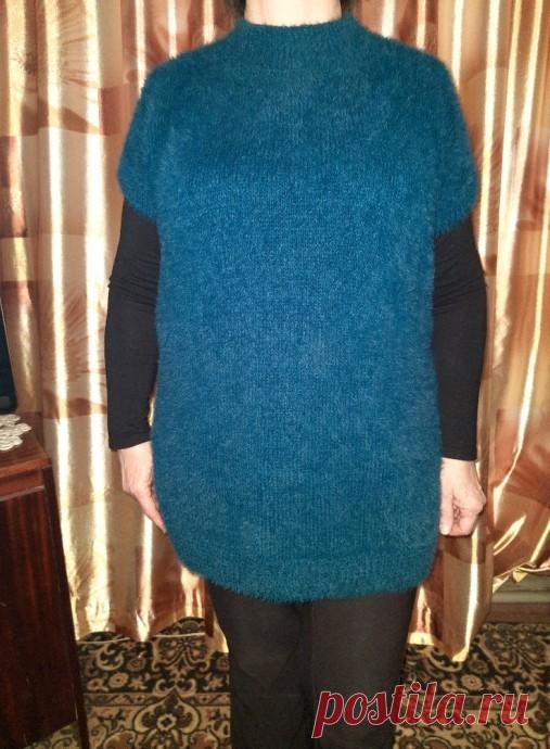 Вязаная спицами туника "Шкурка норки"