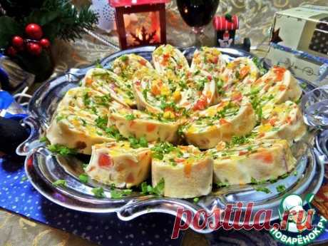 Яичный рулет с сыром "Мозаика" - кулинарный рецепт