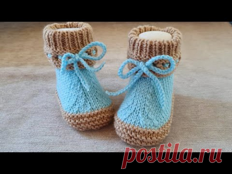 Пинетки на двух спицах / 3-6 мес