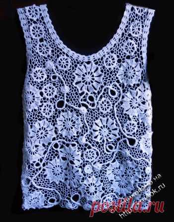 Вязаный топ крючком со схемами. 152 вязаных топа со схемами вязания. - страница 14
