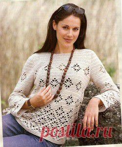 Пуловер с цветочным узором – Мир вязания и рукоделия