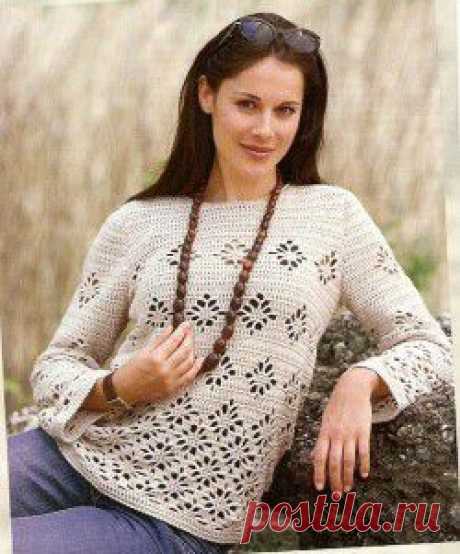 Пуловер с цветочным узором – Мир вязания и рукоделия