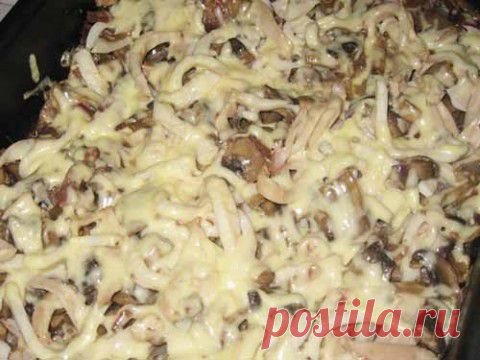 Запеканка из кальмаров с грибами | Домашняя кулинария