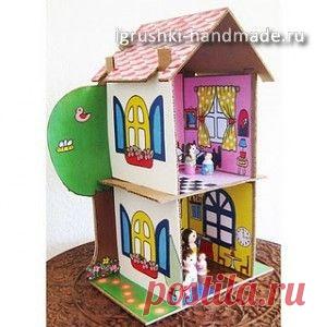 КАК СДЕЛАТЬ ДОМИК ДЛЯ КУКОЛ ИЗ КАРТОННОЙ КОРОБКИ СВОИМИ РУКАМИ - Мебель для кукол