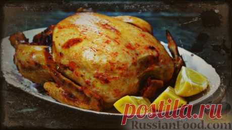Рецепт: Курица в духовке фаршированная яблоками в медовом соусе на RussianFood.com