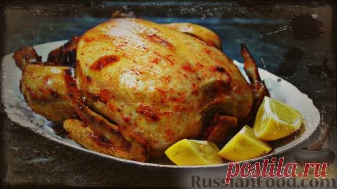 Рецепт: Курица в духовке фаршированная яблоками в медовом соусе на RussianFood.com
