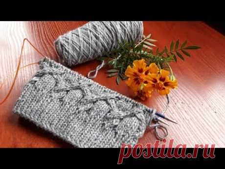 Шапка, варежки спицами. Вязание + розыгрыш подарка. Часть 2. Основной узор 1-11 ряды.