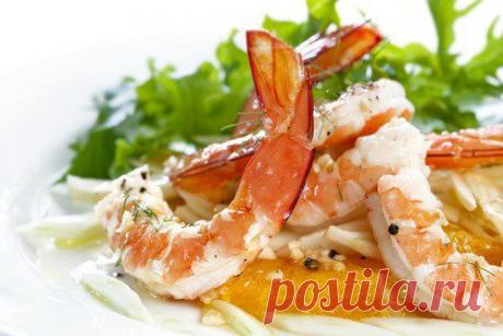 Салат из креветок с мандаринами
