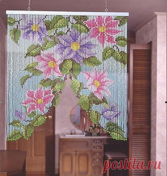 Шторы из бусин для кухни или балкона